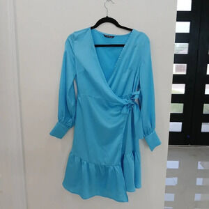 SHEIN blue size xs wrap around dress silky texture